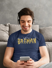 Batman Men Regular Fit Tshirt 180 Navy Blue Regular Fit Tshirt - Premium Cotton Men Wear
