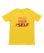 Women Regular Fit Tshirt - Push Yourself Women Regular Fit Tshirt 180 Yellow | Fullmoon Styles