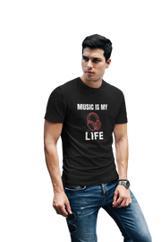 Music Is My Life Men Regular Fit Tshirt 180 Black Regular Fit Tshirt - Premium Cotton Men Wear
