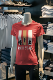 Red Regular Fit Tshirt - Rock Star Women Regular Fit Tshirt 180 Design | Women Fashion