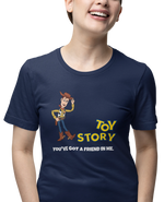 Toy Story Woody Women Oversized 210 Navy Blue Oversized - Premium Cotton Women Wear