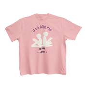 Baby Pink Regular Fit Tshirt - Good Day To Read Kids Regular Fit Tshirt 180 Design | Kids Fashion