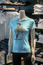 Woody And Buzz Friends Forever Women Regular Fit Tshirt 180 Sky Blue Regular Fit Tshirt - Premium Cotton Women Wear