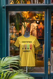 Yellow Regular Fit Tshirt - Certified Book Addict Women Regular Fit Tshirt 180 Design | Women Fashion