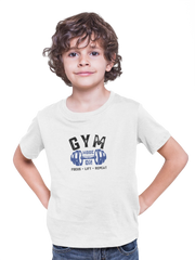 Gym Mode On Kids Regular Fit Tshirt 180 White Regular Fit Tshirt - Premium Cotton Kids Wear
