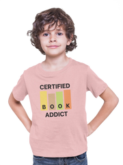Certified Book Addict Kids Regular Fit Tshirt 180 Baby Pink Regular Fit Tshirt - Premium Cotton Kids Wear