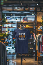 Navy Blue Regular Fit Tshirt - Push Yourself Women Regular Fit Tshirt 180 Design | Women Fashion