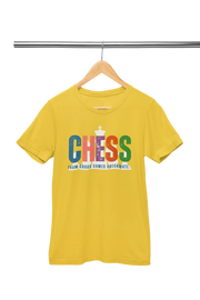Yellow Regular Fit Tshirt - Chaos Checkmate Women Regular Fit Tshirt 180 Design | Women Fashion
