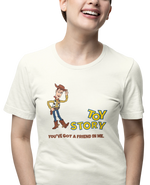 Toy Story Woody Women Oversized 210 Off White Oversized - Premium Cotton Women Wear