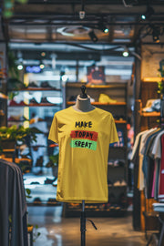 Yellow Regular Fit Tshirt - Make Today Great Women Regular Fit Tshirt 180 Design | Women Fashion