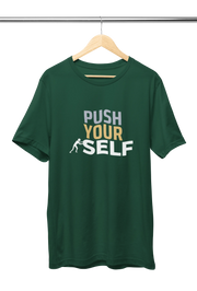 Push Yourself Women Regular Fit Tshirt 180 Bottle Green Regular Fit Tshirt - Premium Cotton Women Wear