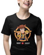 Toy Story Woody Sheriff Women Oversized 180 Black Oversized - Premium Cotton Women Wear