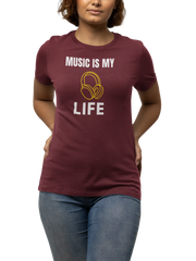 Music Is My Life Women Regular Fit Tshirt 180 Maroon Regular Fit Tshirt - Premium Cotton Women Wear