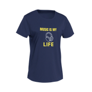 Women Regular Fit Tshirt - Music Is My Life Women Regular Fit Tshirt 180 Navy Blue | Fullmoon Styles