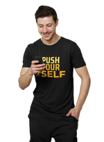 Push Yourself Men Regular Fit Tshirt 180 Black Regular Fit Tshirt - Premium Cotton Men Wear
