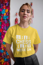 Yellow Regular Fit Tshirt - Chess Mode On Women Regular Fit Tshirt 180 Design | Women Fashion