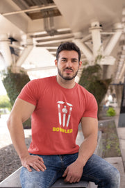 Men Regular Fit Tshirt - Bowled Men Regular Fit Tshirt 180 Red | Fullmoon Styles
