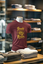 Maroon Regular Fit Tshirt - Books Food For Brain Men Regular Fit Tshirt 180 Design | Men Fashion