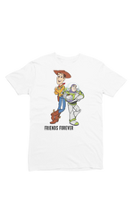 Woody And Buzz Friends Forever Women Regular Fit Tshirt 180 White Regular Fit Tshirt - Premium Cotton Women Wear