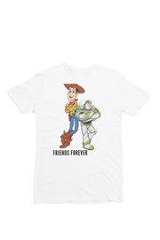 Woody And Buzz Friends Forever Women Regular Fit Tshirt 180 White Regular Fit Tshirt - Premium Cotton Women Wear