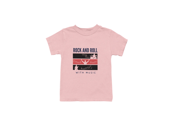 Baby Pink Regular Fit Tshirt - Rock N Roll With Music Kids Regular Fit Tshirt 180 Design | Kids Fashion