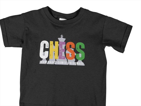 Kids Regular Fit Tshirt - Chaos Checkmate Kids Regular Fit Tshirt 180 Black | Fullmoon Styles