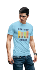 Men Regular Fit Tshirt - Certified Book Addict Men Regular Fit Tshirt 180 Sky Blue | Fullmoon Styles