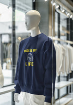 Navy Blue Regular Fit Sweatshirt - Music Is My Life Women Regular Fit Sweatshirt 320 Design | Women Fashion