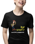 Toy Story Woody Women Oversized 210 Black Oversized - Premium Cotton Women Wear