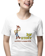 Toy Story Woody Women Oversized 210 White Oversized - Premium Cotton Women Wear
