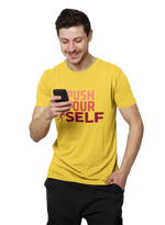 Push Yourself Men Regular Fit Tshirt 180 Yellow Regular Fit Tshirt - Premium Cotton Men Wear