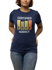 Certified Book Addict Women Regular Fit Tshirt 180 Navy Blue Regular Fit Tshirt - Premium Cotton Women Wear