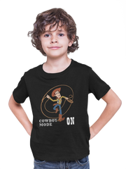 Black Regular Fit Tshirt - Woody Cowboy Mode On Kids Regular Fit Tshirt 180 Design | Kids Fashion