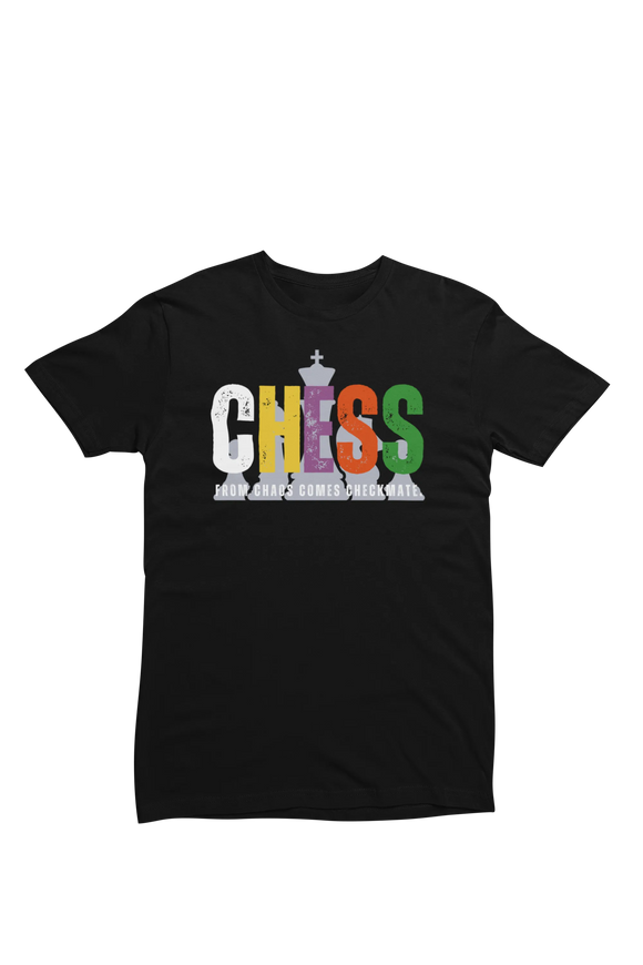 Men Regular Fit Tshirt - Chaos Checkmate Men Regular Fit Tshirt 180 Black | Fullmoon Styles