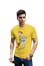 Woody And Buzz Friends Forever Men Regular Fit Tshirt 180 Yellow Regular Fit Tshirt - Premium Cotton Men Wear