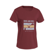Women Regular Fit Tshirt - Rock N Roll With Music Women Regular Fit Tshirt 180 Maroon | Fullmoon Styles