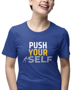 Push Yourself Women Regular Fit Tshirt 180 Royal Blue Regular Fit Tshirt - Premium Cotton Women Wear