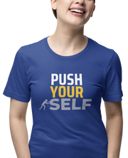 Push Yourself Women Regular Fit Tshirt 180 Royal Blue Regular Fit Tshirt - Premium Cotton Women Wear