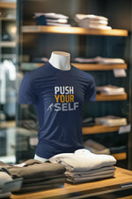 Navy Blue Regular Fit Tshirt - Push Yourself Men Regular Fit Tshirt 180 Design | Men Fashion