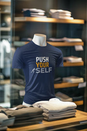 Navy Blue Regular Fit Tshirt - Push Yourself Men Regular Fit Tshirt 180 Design | Men Fashion