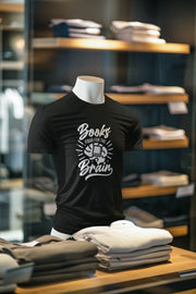 Black Regular Fit Tshirt - Books Food For Brain Men Regular Fit Tshirt 180 Design | Men Fashion