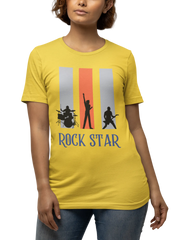 Rock Star Women Regular Fit Tshirt 180 Yellow Regular Fit Tshirt - Premium Cotton Women Wear