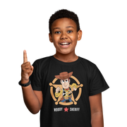 Black Regular Fit Tshirt - Toy Story Woody Sheriff Kids Regular Fit Tshirt 180 Design | Kids Fashion