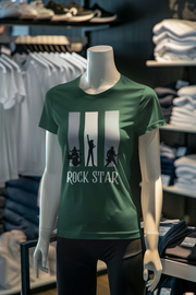 Bottle Green Regular Fit Tshirt - Rock Star Women Regular Fit Tshirt 180 Design | Women Fashion