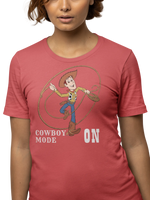 Woody Cowboy Mode On Women Regular Fit Tshirt 180 Red Regular Fit Tshirt - Premium Cotton Women Wear