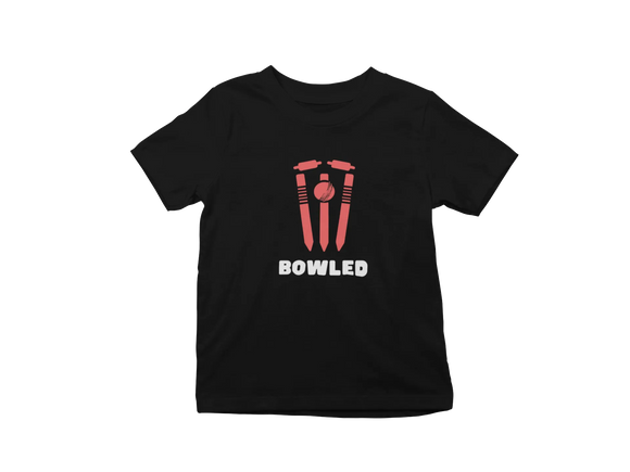 Kids Regular Fit Tshirt - Bowled Kids Regular Fit Tshirt 180 Black | Fullmoon Styles
