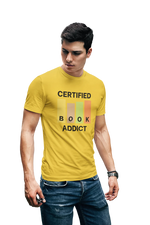 Certified Book Addict Men Regular Fit Tshirt 180 Yellow Regular Fit Tshirt - Premium Cotton Men Wear