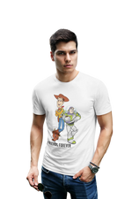 Woody And Buzz Friends Forever Men Regular Fit Tshirt 180 White Regular Fit Tshirt - Premium Cotton Men Wear