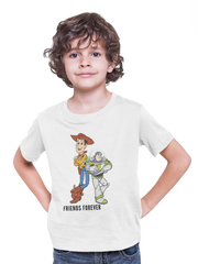 White Regular Fit Tshirt - Woody And Buzz Friends Forever Kids Regular Fit Tshirt 180 Design | Kids Fashion