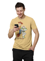 Woody And Buzz Friends Forever Men Oversized 210 Beige Oversized - Premium Cotton Men Wear